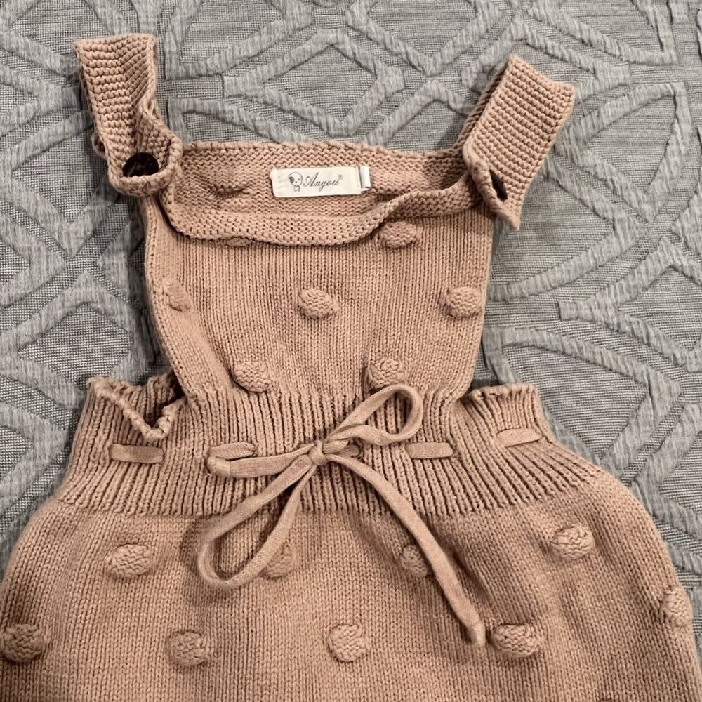 Angou Sz 80 (18-24m) Mauve Popcorn Knit Romper - Picture 4 of 7